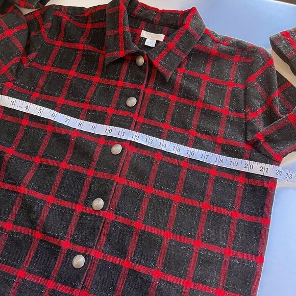 C&B Christmas Plaid Black & Red Blazer Jacket Size L - Picture 6 of 7
